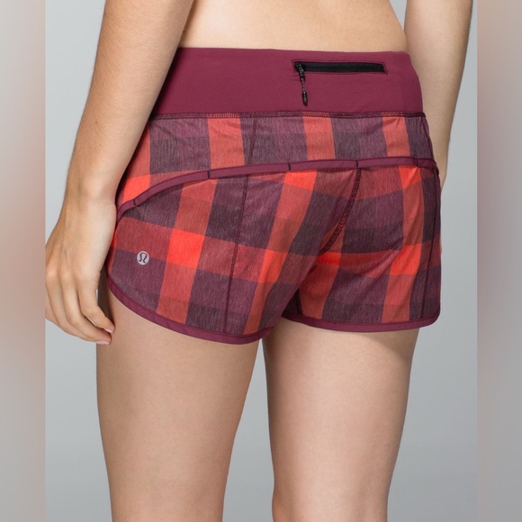 #369 Lululemon Run Speed Short
Yama Check Heathered Flaming Tomato/Rust Berry 6 - Picture 3 of 6